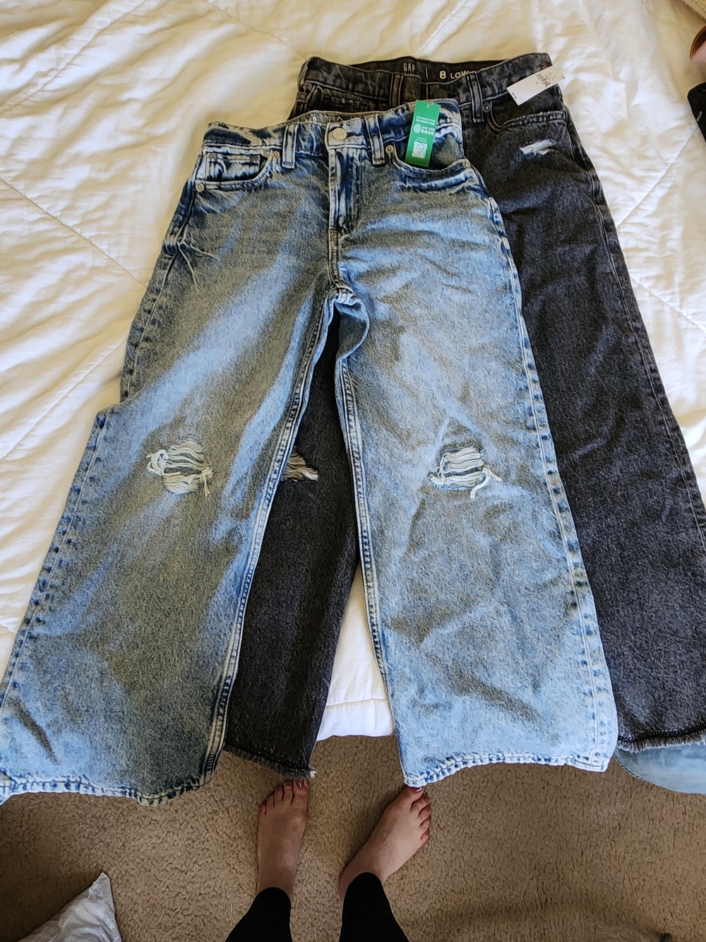 Girls GAP Black Washed Low Rise Jeans